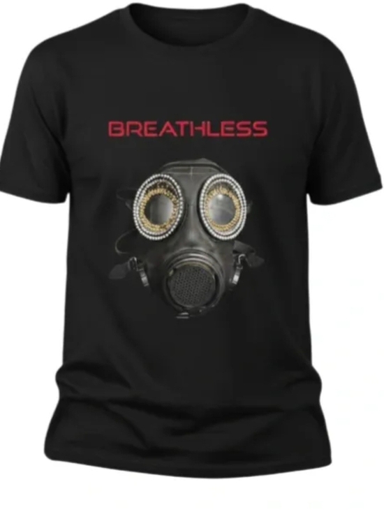 The Other Side Other - BREATHLESS Black Graphic Iced Out Gas Mask Crewneck Tee All Sizes Available